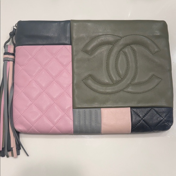 CHANEL Handbags - CHANEL Multicolor Quilted Leather Clutch